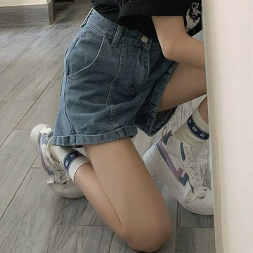 美式復古牛仔短褲女夏裝2022年新款直筒闊腿褲設計感小眾寬松褲子