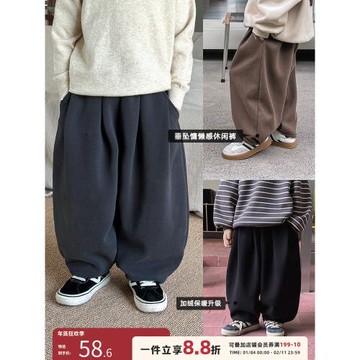 兒童褲子男童運動褲加絨加厚寶寶秋冬裝一體絨休閑褲2025冬季新款