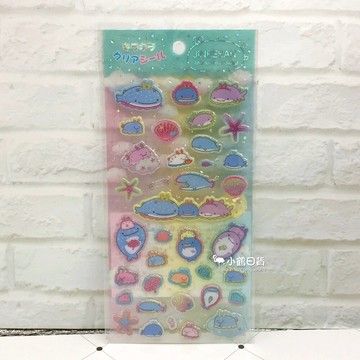 日本進口 正版 SAN-X 鯨鯊先生 閃亮 立體 貼紙