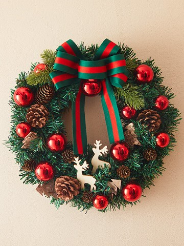 聖誕節裝飾品創意聖誕花環門掛藤條櫥窗氛圍場景布置聖誕樹掛件【淘夢屋】