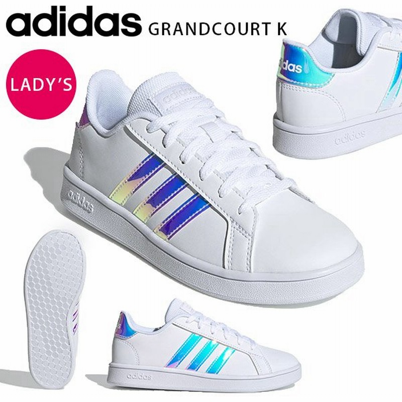 アディダス スニーカー レディース Adidas Grandcourt K グランドコート シューズ 靴 ホワイト 白 玉虫色 オーロラ Fw1274 通販 Lineポイント最大0 5 Get Lineショッピング