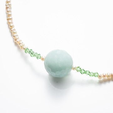 天河石珍珠綠水晶珠項鏈  (項鏈長度40cm)