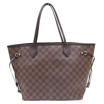 【二手名牌BRAND OFF】LOUIS VUITTON LV 路易威登 棕色 棋盤格帆布 Neverfull MM 托特包 N51105