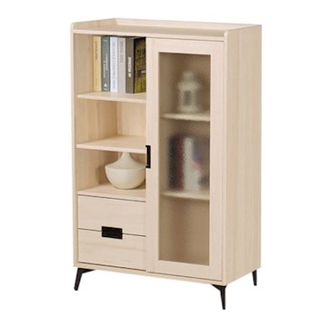 文創集 力斯2.7尺單門二抽展示櫃-80x40x133cm免組