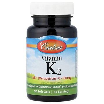 Carlson, 維生素 K2，180 微克，90 粒軟膠囊（每粒軟膠囊 90 微克）