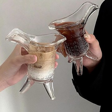 🚀隔日達出 優選直營🚚ins搞怪仿古秦始皇茶杯杯子爵杯古代帝王三足杯創意酒杯玻璃杯