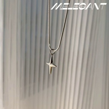 M.e.【24H出貨】通體鈦鋼小星星吊墜項鍊 不掉色簡約蛇骨鏈 十字架項鍊 鎖骨鏈