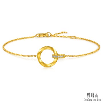 點睛品 莫比烏斯環 鑽石黃金手鍊
