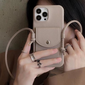 ins新款斜挎零錢插卡包適用蘋果17promax手機殼綁帶掛繩iPhone17pro/air皮質16promax時尚15pro高檔14女13/12