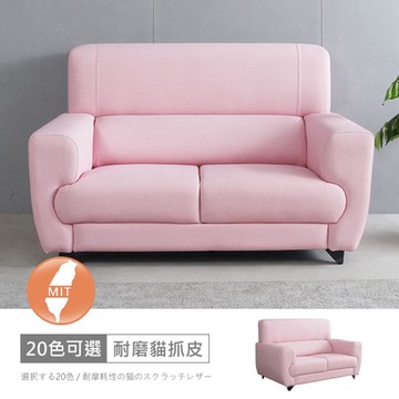 時尚屋 台灣製艾斯二人座耐磨貓抓皮沙發 免運免組(共20色)