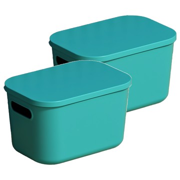 帶蓋收納盒 PP材質耐磨耐用  龍膽綠  2個