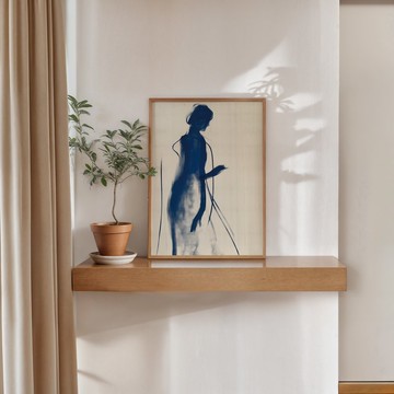 霧中藍影 Blue Figure in Mist / 現代人物藝術掛畫 海報