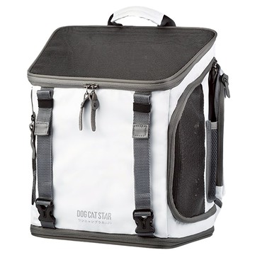 DOG CAT STAR 汪喵星球 小方塊寵物外出包 適用於8公斤以下犬貓 堅固  極簡白(White)  1個  34.5 x 31 x 25cm 背帶寬度6.2cm