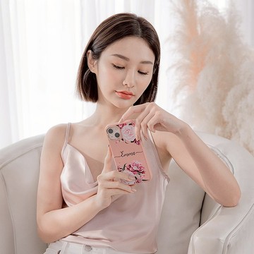 玫粉玫瑰 蜜荔殼 蜜荔粉天然皮革殼 - iPhone客製化手機殼