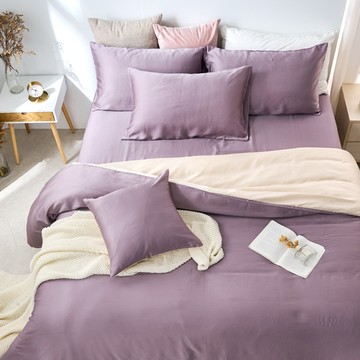 床包被套組(雙人薄被套)-單人/60支/ 萊賽爾天絲三件式 / 紫薯那堤 台灣製