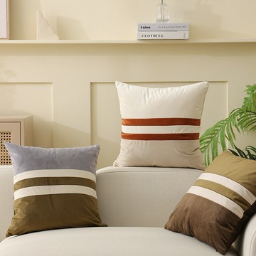 『百貨屋二號』新款荷蘭絨沙發靠墊套布藝簡約床頭靠墊不含芯辦公室條紋拼接抱枕