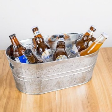 冰桶鐵皮桶鍍鋅鐵皮冰塊桶大號冰粒桶吐酒桶橢圓做舊桶支持包郵