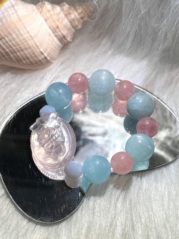 客製化 | 星海戀狐 | 藍紋瑪瑙、海藍寶、粉水晶