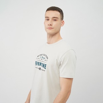 GIORDANO 男裝印花上衣 Outdoor系列 - 01 霧灰