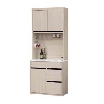 文創集 麥森亞2.7尺三門四抽高餐櫃組合-81.3x41.2x203.1cm免組