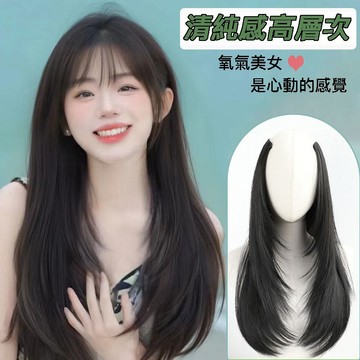 【24H台灣出】假髮片 層次感 羽毛剪 一片式 WIG 韓系 厚髮量 半頭髮片 現貨 無痕 隱形 自然 長直髮 接髮片