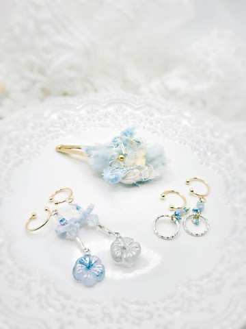 擁雪印記 手作髮夾 串珠 滴膠兩款耳骨夾 印象飾品 | 植椛。飾