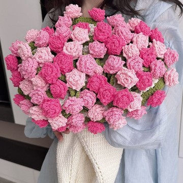 特賣🎀純手工鈎織diy尖角玫瑰花束毯子材料包毛綫編織空調蓋毯打髮時間 手工編織毛毯材料包 手編毯子 手工diy 毛綫毯子