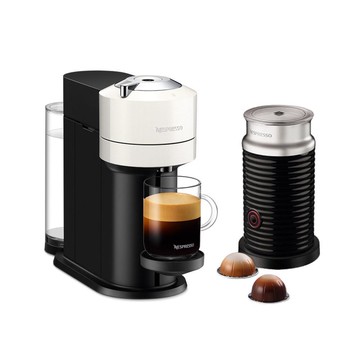 【Nespresso】臻選厚萃 Vertuo Next 經典款膠囊咖啡機 月光白+A3黑色奶泡機組合