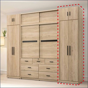 2x8尺雙吊(衣櫃+被櫃) 開門衣櫥 收納衣櫃 儲物衣帽間【275B1255】Leader傢居館275-07-3+07-2A