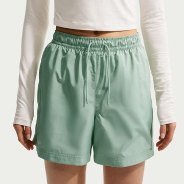 NIKE 短褲 女 運動褲 AS W NSW MR ESSNTL WVN SHORT 綠 FV7558-006