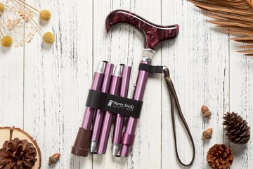 【2025熱門款】皇家系列 施華洛世奇水晶 EZjoint折疊手杖-鑽酒紅