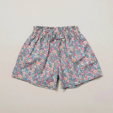 日本 BRANSHES - 腰間蝴蝶結女孩短褲-碎花-粉紅