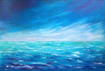 海景原創畫布油畫 40x60 海洋海岸油畫藝術作品