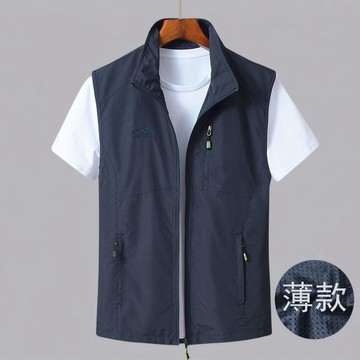 【臺灣出貨】男款馬甲 立領 防水  大碼馬夾  網眼戶外馬甲男 釣魚坎肩背心男 薄款 透氣 速干 休閒素面輕薄男馬甲