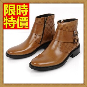 現貨+預購 馬丁靴 短筒男靴子-真皮英倫格紋男中筒靴子2色64h82【獨家進口】【米蘭精品】