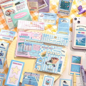 隔日配🌟海鹽藍汽水貼紙包 封口貼 手帳貼紙打包貼紙包貨追星包裝貴婦包裝 包小卡 小卡 手帳素材