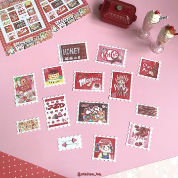 零食郵票系列。紅色篇  14張入貼紙包