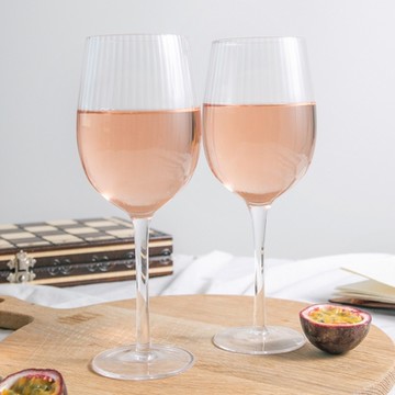 《BarCraft》紅酒杯2入-豎紋450ml-- 調酒杯 雞尾酒杯 白酒杯