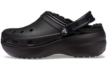 WMNS CROCS CLASSIC PLATFORM LINED CLOG BLACK