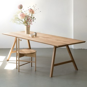 優樂悅~北歐實木餐桌簡約現代小戶型吃飯桌子家用長方形原木泡茶桌工作臺