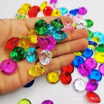 🔥臺灣出貨🔥19*13mm七彩塑料裝飾鑽石兒童玩具寶石遊樂園玩具寶石遊戲奬勵品 8D91