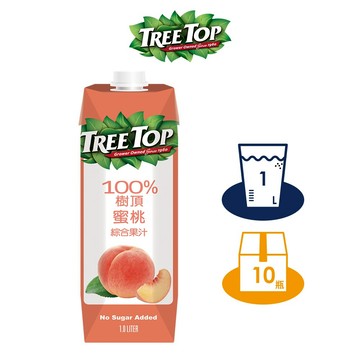 【TREE TOP樹頂】100%水蜜桃綜合果汁 1L 晶鑽包  x10 箱購