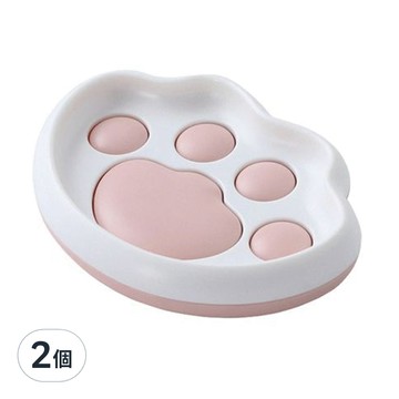 E.dot 療癒可愛貓掌瀝水架/肥皂架/肥皂盤 13x10x2.5cm ABS材質  白底粉心  2個