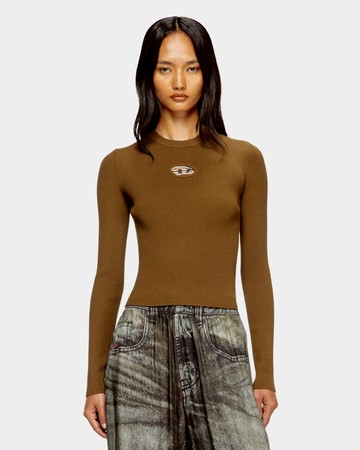 DIESEL D-Logo長袖針織上衣 - 棕色 / M