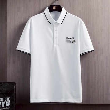 Polo衫男潮牌寬松夏季新款翻領t恤潮流休閑刺繡帶領短袖衣服