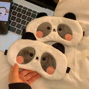 🔥臺灣出貨🔥睡覺睡眠熊貓卡通搞怪女生遮光專用男女緩解午休疲勞可愛眼罩毛絨