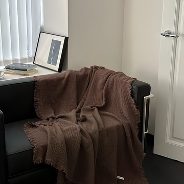 KUIBAO 快豹生活 美拉德 色棉紗布毯  130 x 170cm  陶泥色