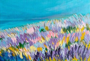 【溫柔收藏系列】 風過花野  花卉風景畫 --30×30 壓克力原作