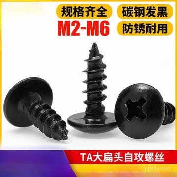 [24時熱賣]自攻螺絲 螺絲TA黑色大扁頭十字自攻螺絲蘑菇頭大圓頭傘頭尖尾螺絲釘M3/M4/M5M6 V174