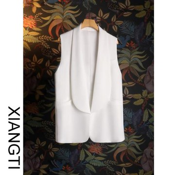 XT西裝馬甲女2024春秋季時尚外搭青稞領氣質通勤英倫潮流寬松無袖